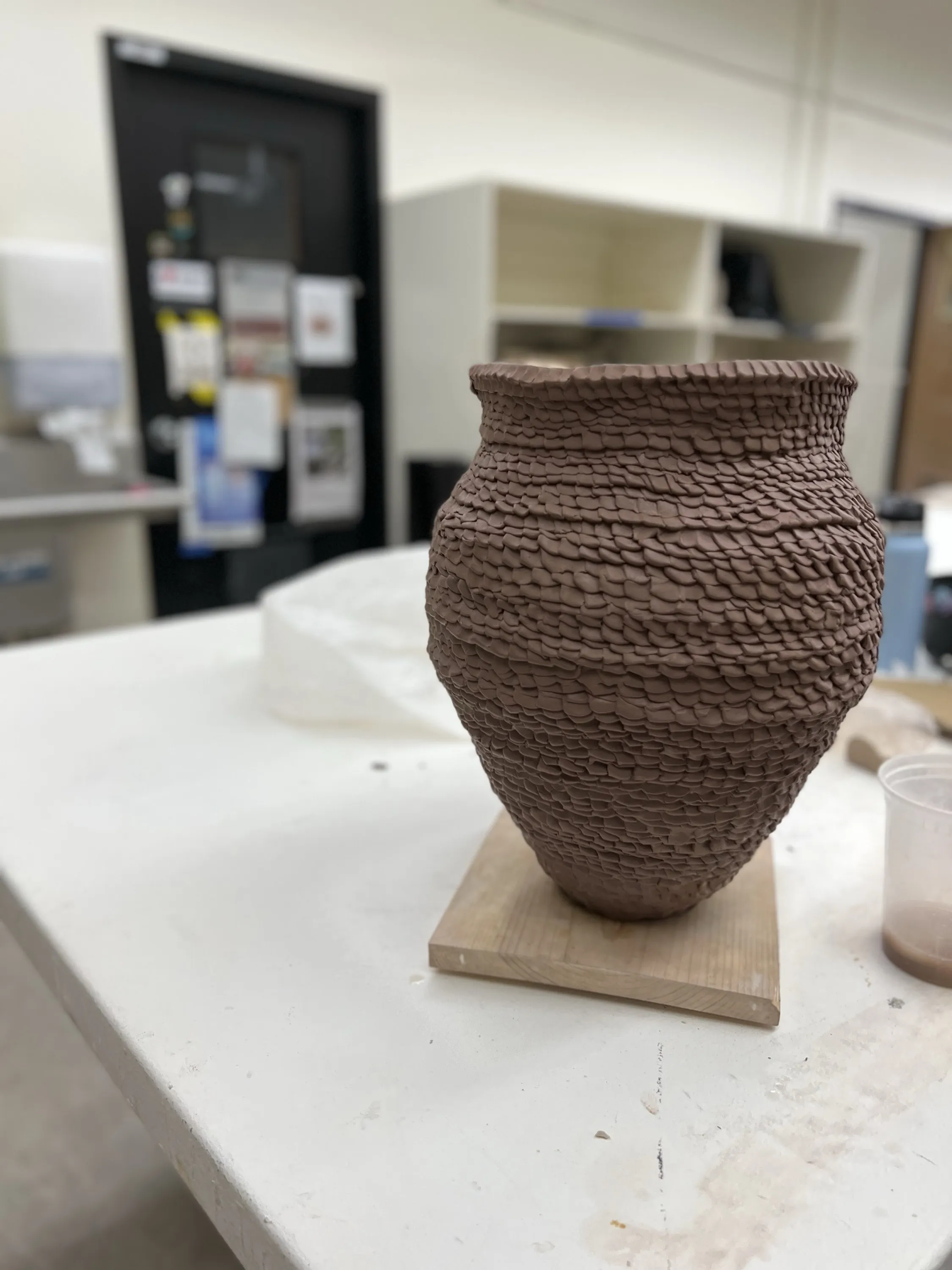 Coil-Built Vessel, Terracotta, coil-built, unfired, 2023